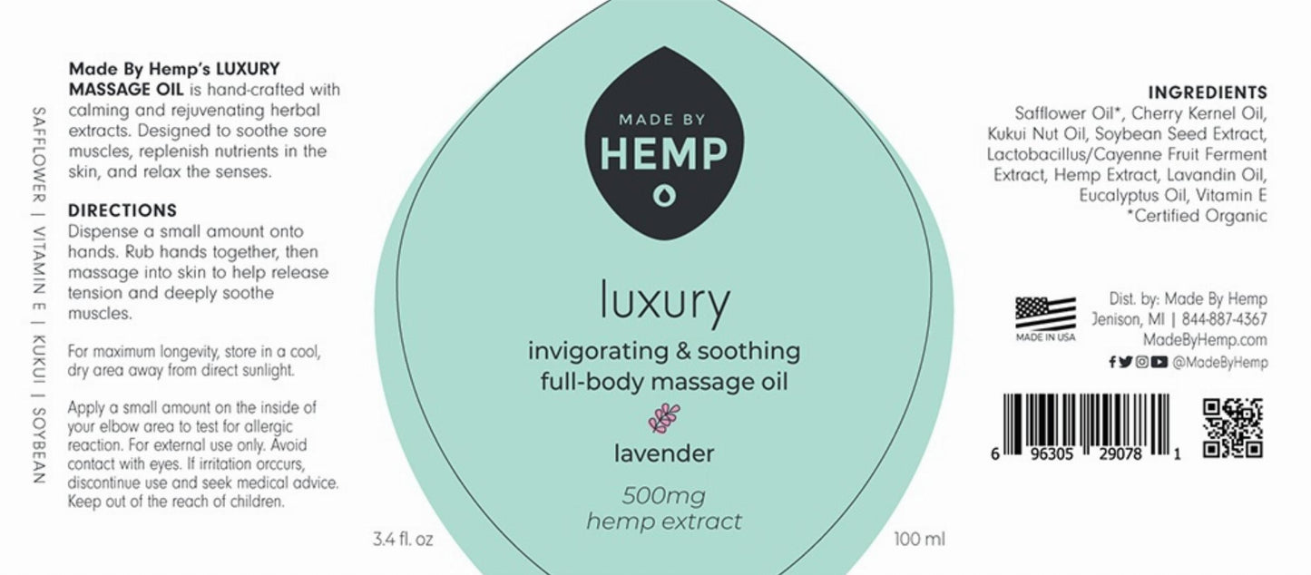 Luxury Massage Oil - Made By Hemp